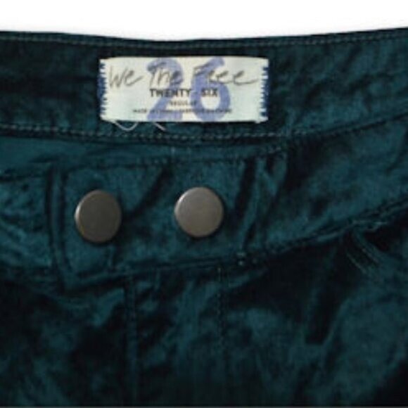 We The Free Sweet Jane Neptune Green Velvet Skinny Pants Size: 26 - Picture 5 of 5